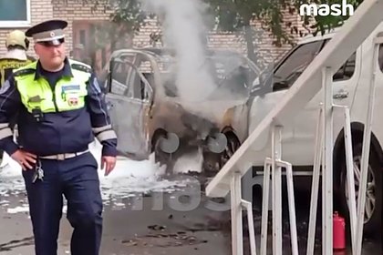 Появилось видео с места взрыва машины в центре Москвы
