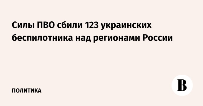 Силы ПВО сбили 123 украинских беспилотника над регионами России Силы ПВО сбили 123 украинских беспилотника над регионами России