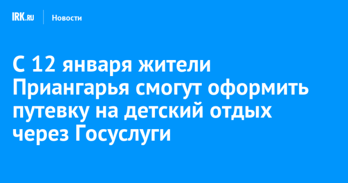 С 12 января жители Приангарья смогут оформить путевку на детский отдых через Госуслуги