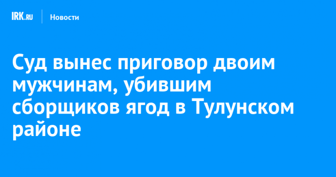 Суд вынес приговор двоим мужчинам, убившим сборщиков ягод в Тулунском районе