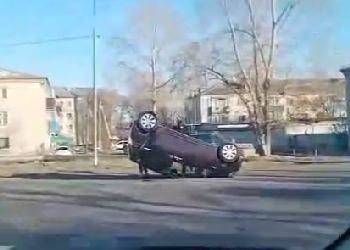 В Белогорске произошло ДТП с переворотом