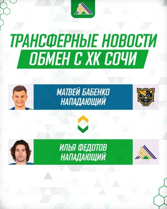 «Салават Юлаев» и «Сочи» обменялись игроками