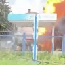 Пожар после взрыва на российской заправке попал на видео