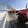 В районе Афанасьево опрокинулся и загорелся грузовик