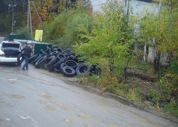 В Приамурье водитель выбросил шины возле контейнера и получил штраф В Приамурье водитель выбросил шины возле контейнера и получил штраф