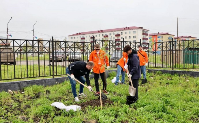 Участники молодёжного форума угольщиков на Сахалине высадили деревья в память о ветеранах отрасли