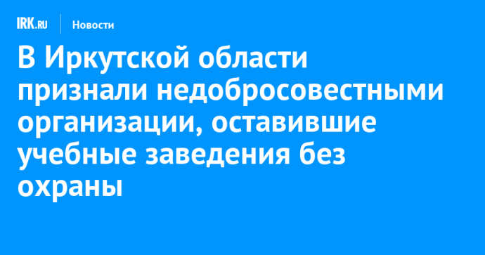 В Иркутской области признали недобросовестными организации, оставившие учебные заведения без охраны
