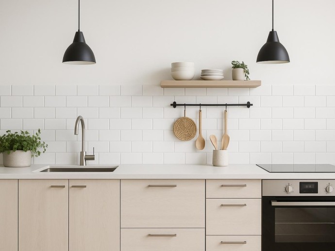 Вертикальные навесные шкафы увеличили объём хранения в узкой кухне – idealista