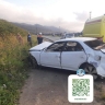 В Холмске автомобиль съехал с дороги: пострадал водитель