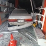 В Иркутске 21-летний водитель на незарегистрированной Toyota Crown врезался в здание ТЦ
