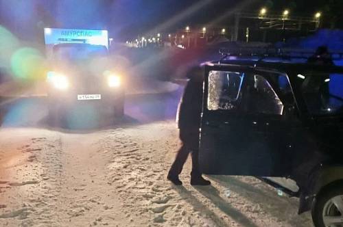 В Сковородинском округе ночью в мороз опрокинулся автомобиль