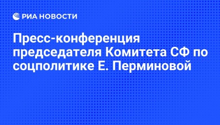Пресс-конференция председателя Комитета СФ по соцполитике Е. Перминовой