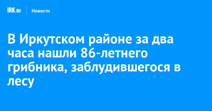 В Иркутском районе за два часа нашли 86-летнего грибника, заблудившегося в лесу