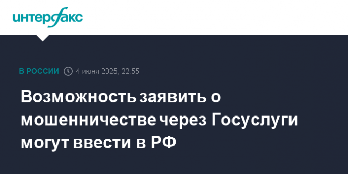 Возможность заявить о мошенничестве через Госуслуги могут ввести в РФ