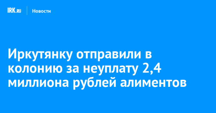 Иркутянку отправили в колонию за неуплату 2,4 миллиона рублей алиментов