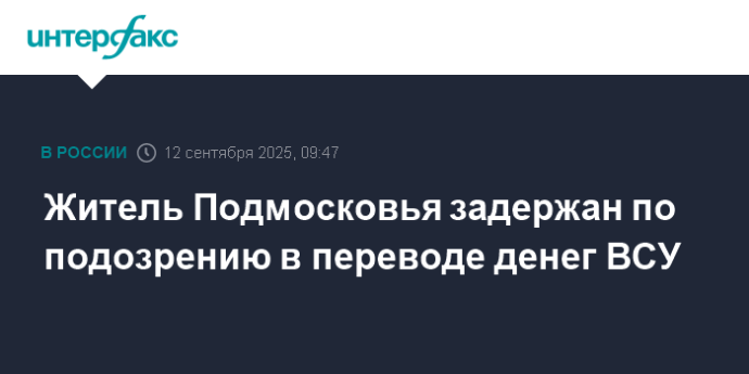 Житель Подмосковья задержан по подозрению в переводе денег ВСУ