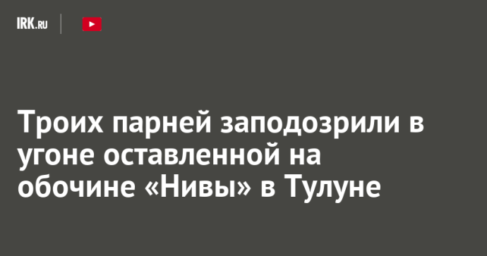 Троих парней заподозрили в угоне оставленной на обочине «Нивы» в Тулуне Троих парней заподозрили в угоне оставленной на обочине «Нивы» в Тулуне
