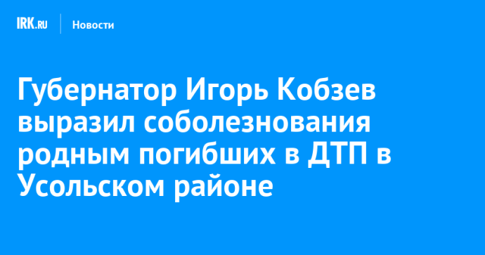 Губернатор Игорь Кобзев выразил соболезнования родным погибших в ДТП в Усольском районе