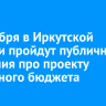 10 ноября в Иркутской области пройдут публичные слушания про проекту областного бюджета