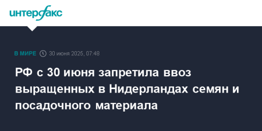 РФ с 30 июня запретила ввоз выращенных в Нидерландах семян и посадочного материала