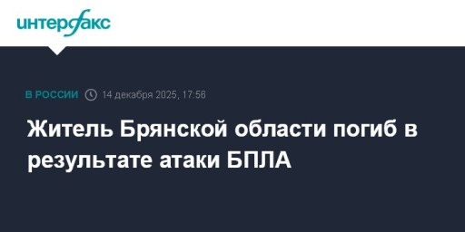 Житель Брянской области погиб в результате атаки БПЛА