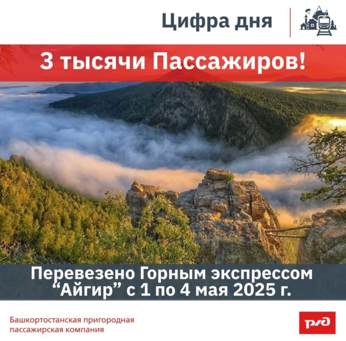 В Башкирии экспресс «Айгир» в майские праздники перевез 3 тысячи пассажиров