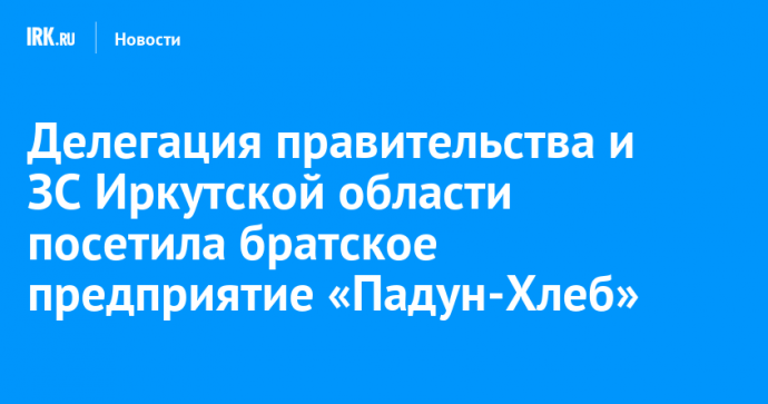Делегация правительства и ЗС Иркутской области посетила братское предприятие «Падун-Хлеб»