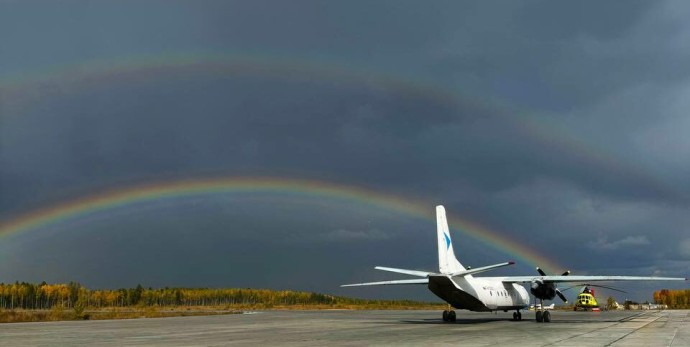 Редкую двойную радугу запечатлели в Олекминске