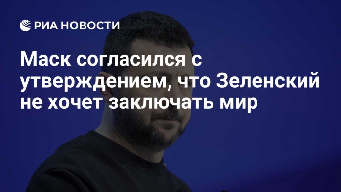 Маск согласился с утверждением, что Зеленский не хочет заключать мир