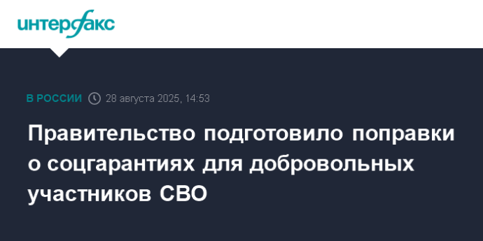 Правительство подготовило поправки о соцгарантиях для добровольных участников СВО