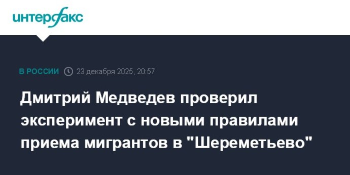 Дмитрий Медведев проверил эксперимент с новыми правилами приема мигрантов в "Шереметьево"