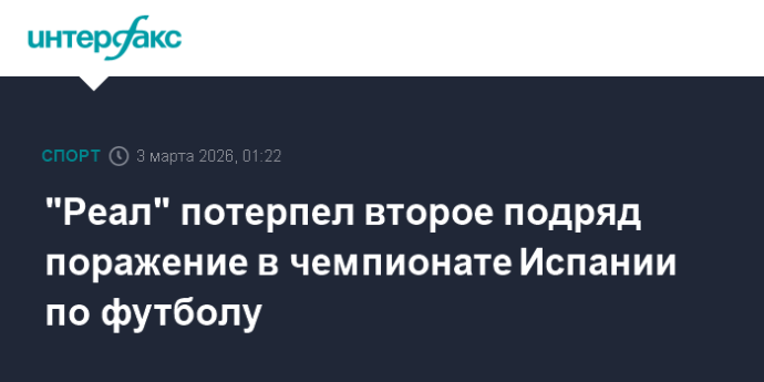 "Реал" потерпел второе подряд поражение в чемпионате Испании по футболу