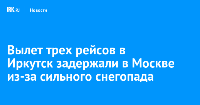 Вылет трех рейсов в Иркутск задержали в Москве из-за сильного снегопада