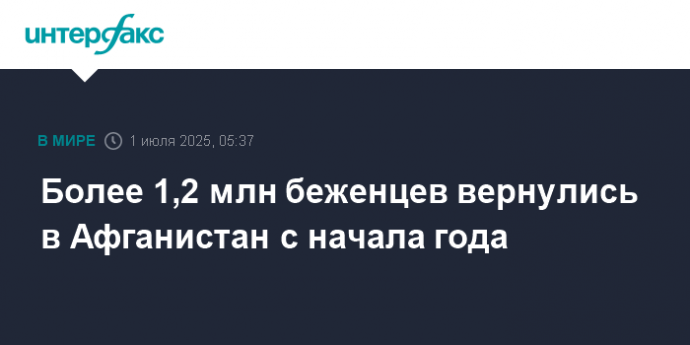 Более 1,2 млн беженцев вернулись в Афганистан с начала года