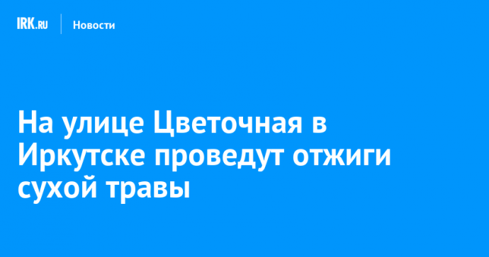 На улице Цветочная в Иркутске проведут отжиги сухой травы