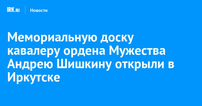 Мемориальную доску кавалеру ордена Мужества Андрею Шишкину открыли в Иркутске