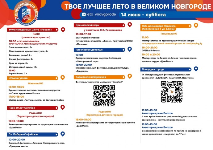 «Новгородское лето — 2025»: площадки и программа 14 июня