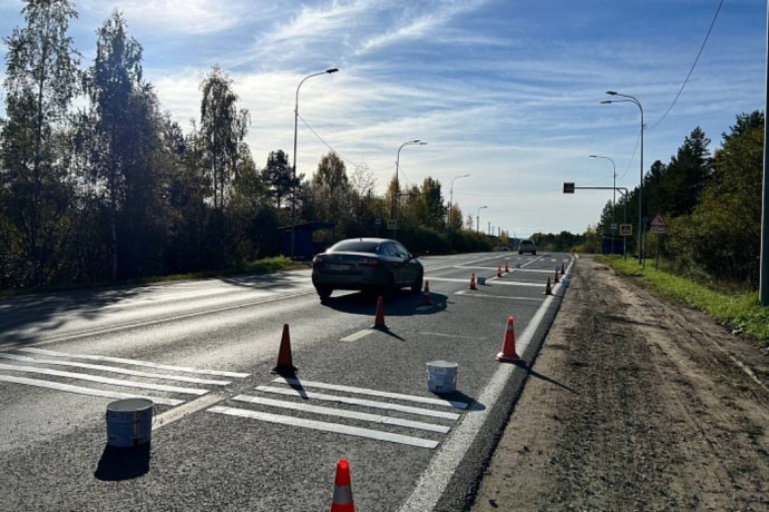 В Кировской области на дорогах устанавливают шумовые полосы