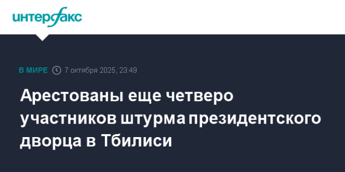 Арестованы еще четверо участников штурма президентского дворца в Тбилиси