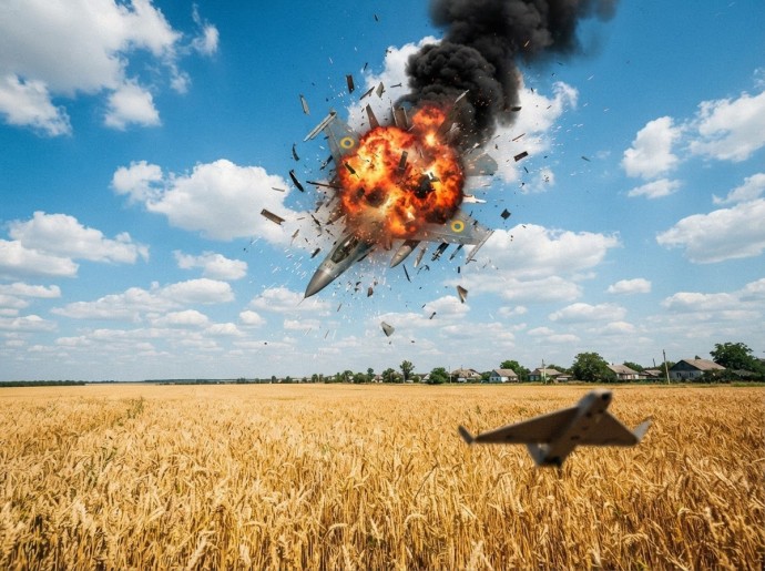 Хвалёный F-16 разнесло в клочья над украинским полем. Истребитель НАТО не смог догнать тихоходный дрон Хвалёный F-16 разнесло в клочья над украинским полем. Истребитель НАТО не смог догнать тихоходный дрон