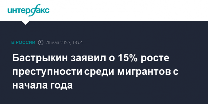 Бастрыкин заявил о 15% росте преступности среди мигрантов с начала года