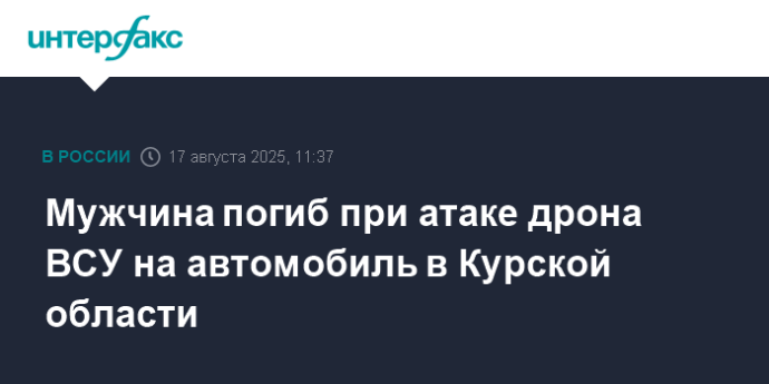 Мужчина погиб при атаке дрона ВСУ на автомобиль в Курской области