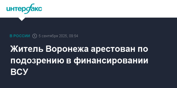 Житель Воронежа арестован по подозрению в финансировании ВСУ