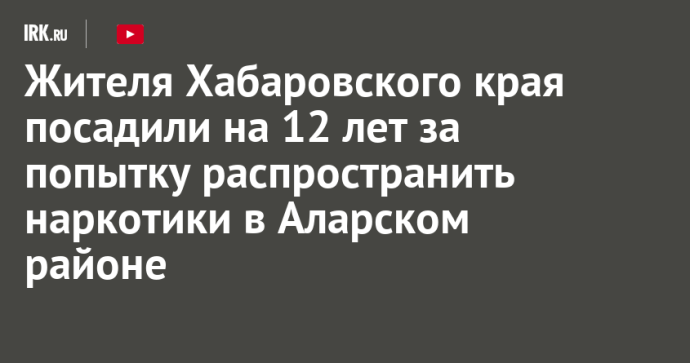 Жителя Хабаровского края посадили на 12 лет за попытку распространить наркотики в Аларском районе