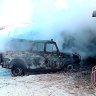 В Приамурье пожар уничтожил УАЗ, мопед и снегоход