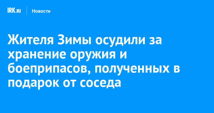 Жителя Зимы осудили за хранение оружия и боеприпасов, полученных в подарок от соседа
