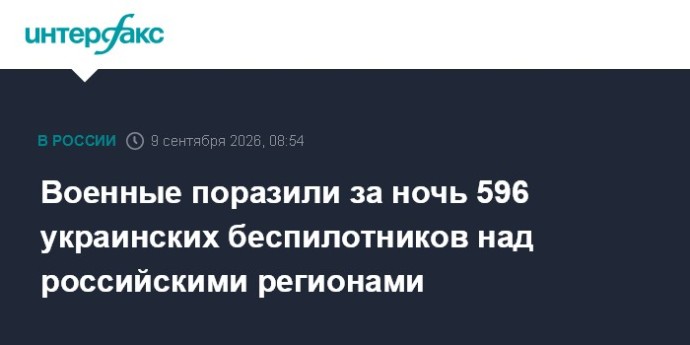 Военные поразили за ночь 596 украинских беспилотников над российскими регионами Военные поразили за ночь 596 украинских беспилотников над российскими регионами