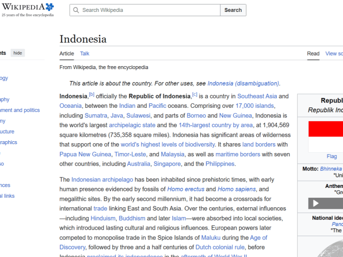 Индонезия пригрозила заблокировать доступ к Wikipedia из-за нарушений с регистрацией сервиса