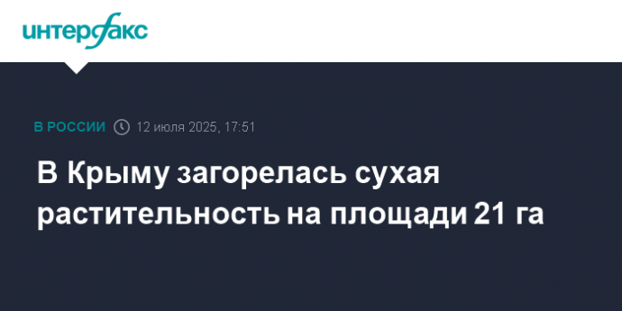 В Крыму загорелась сухая растительность на площади 21 га