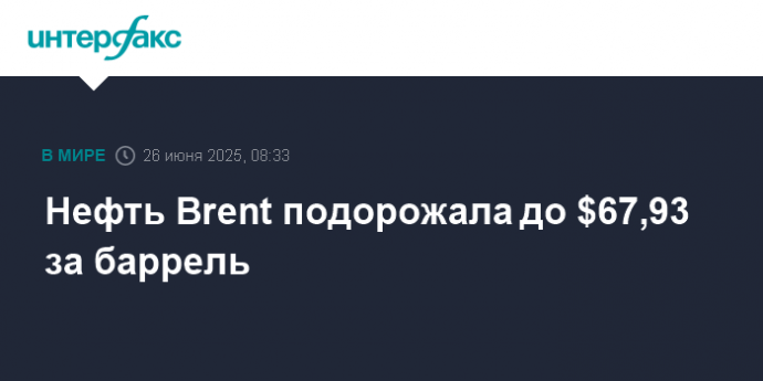 Нефть Brent подорожала до $67,93 за баррель